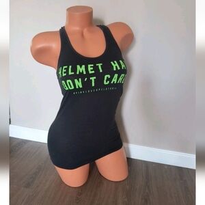 Victoria's Secret Pink Graphics Helmet Hair Dont Care Racer Back Tank Top XS